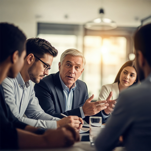 Geschäftsmann spricht über Nachfolge